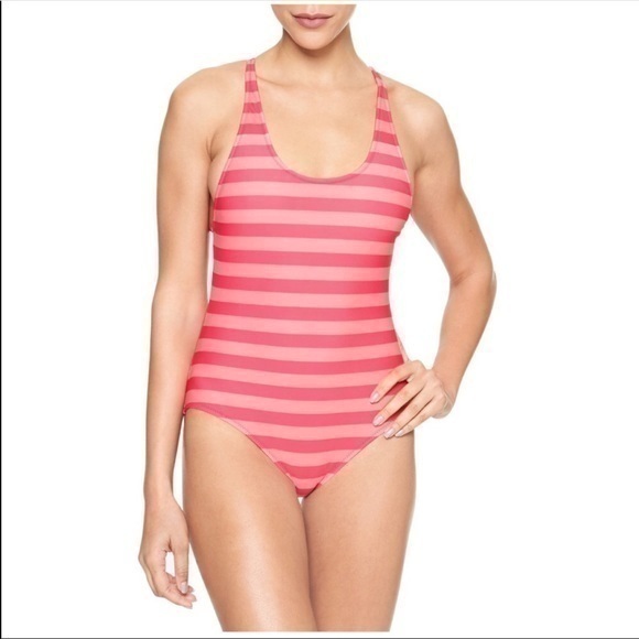 GAP Swimsuit Pink Striped One Piece Retro Summer - Picture 1 of 5